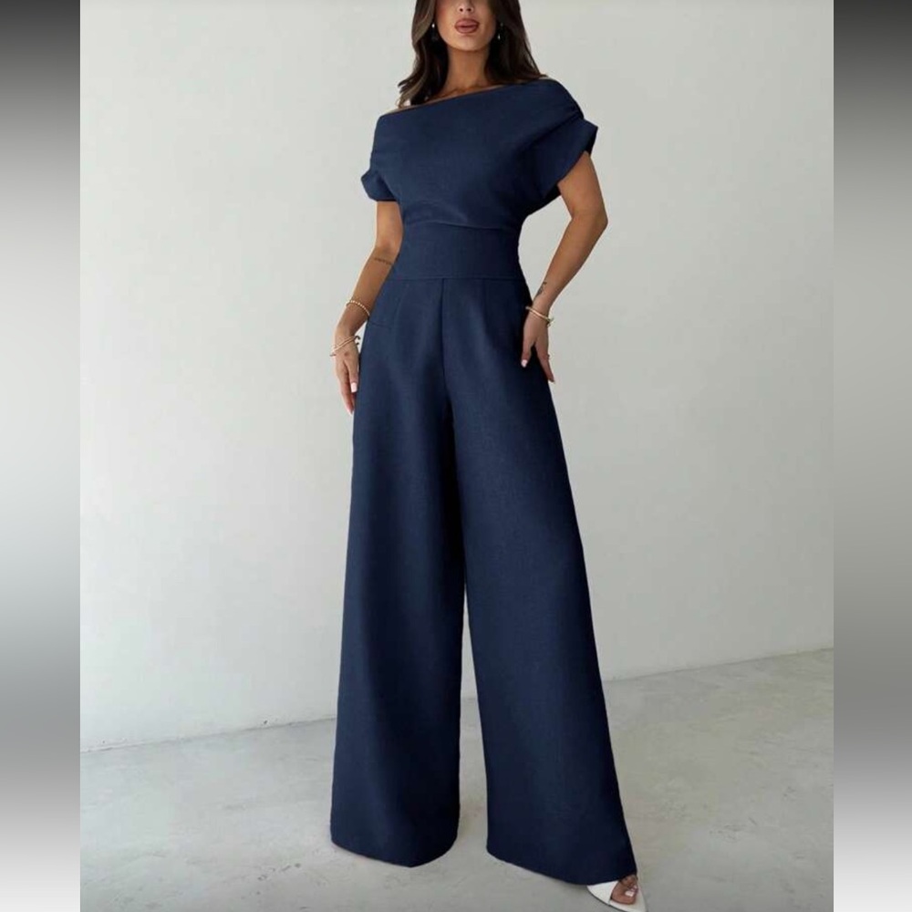 Luxe navy blue pants and top set